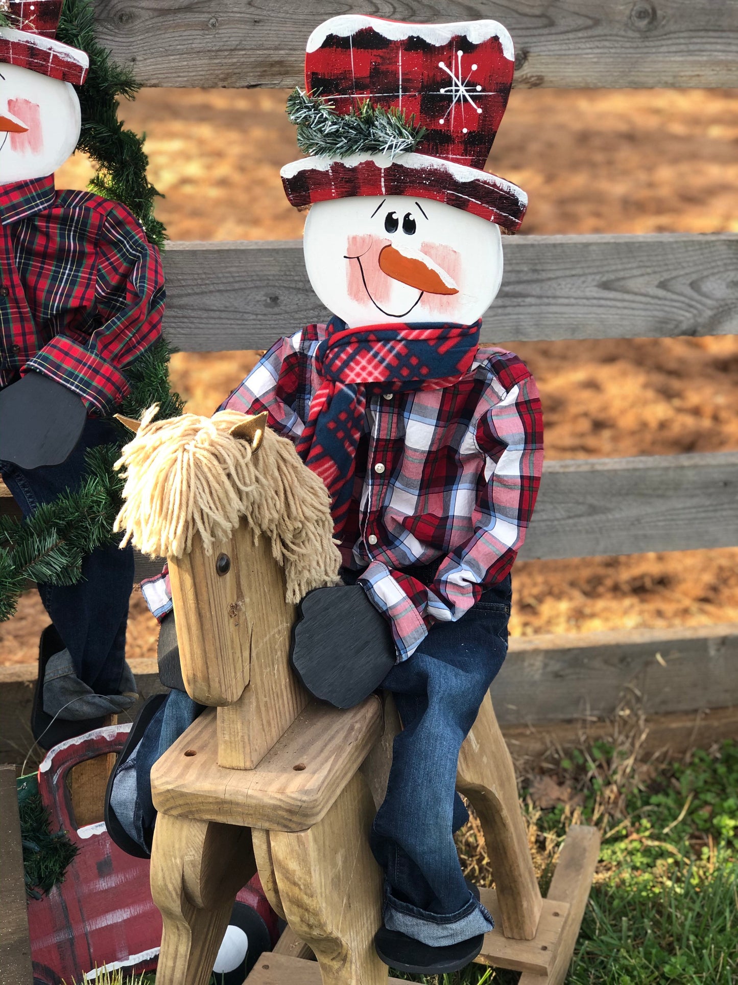 Sitting Snowman Wooden Winter Porch Sitter Home Decor Decorating Outdoor Christmas Porch Decor Christmas Decor