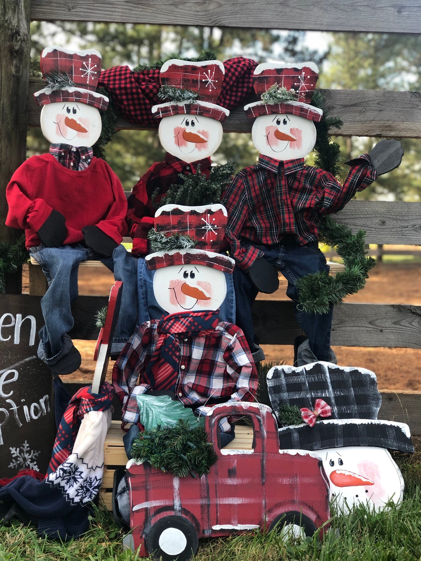 Sitting Snowman Wooden Winter Porch Sitter Home Decor Decorating Outdoor Christmas Porch Decor Christmas Decor