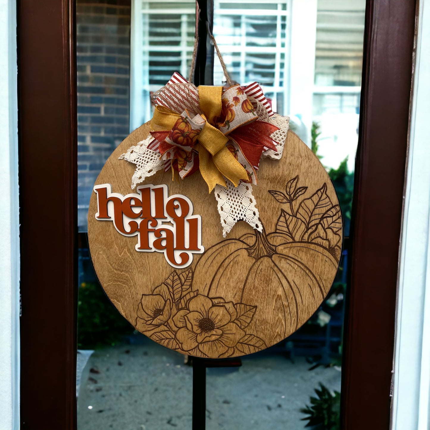 Hello Fall Engraved pumpkin--Free Shipping