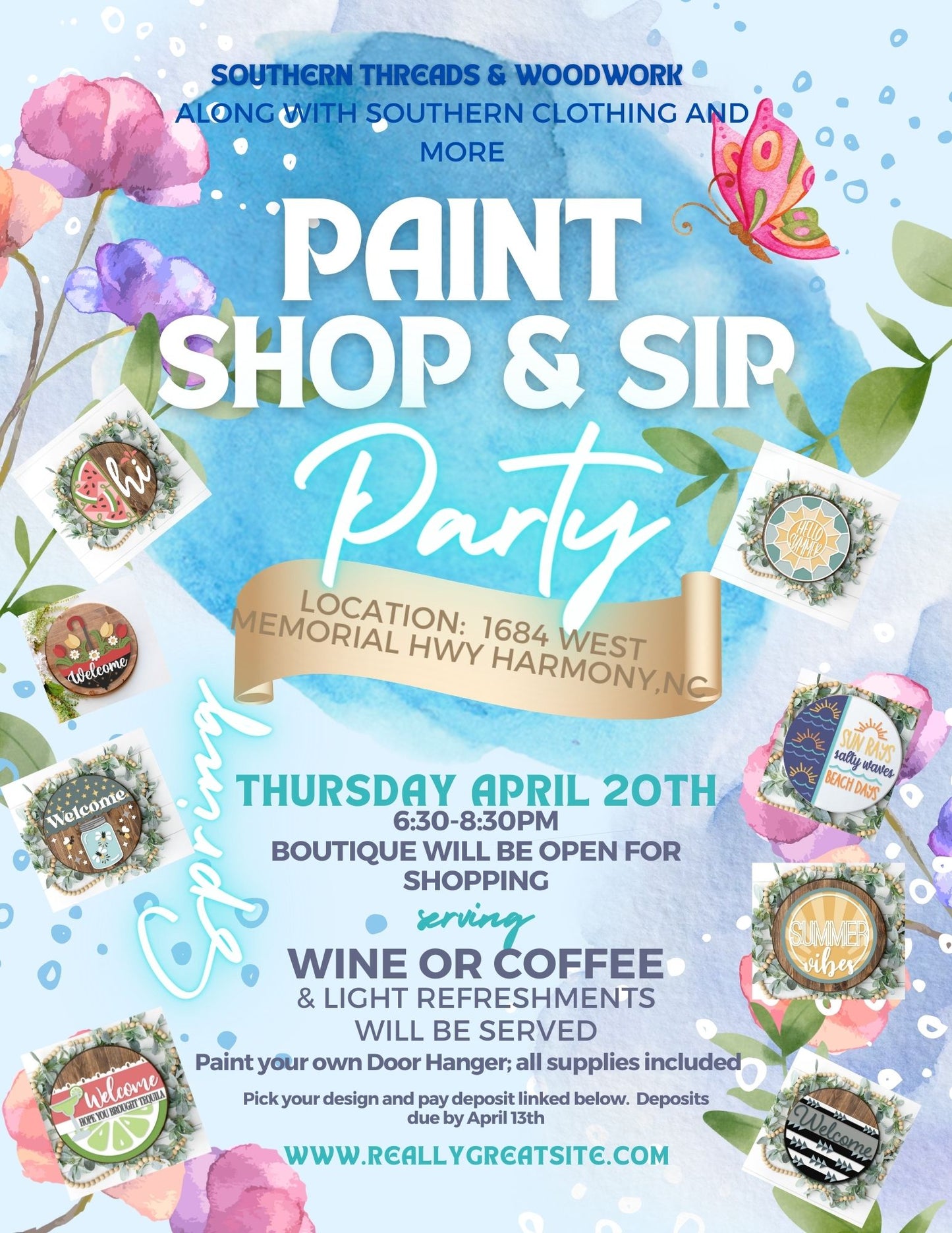 Southern Clothing & More Paint, Sip and Shop