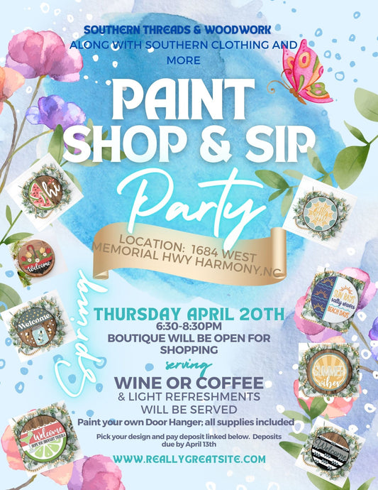 Southern Clothing & More Paint, Sip and Shop