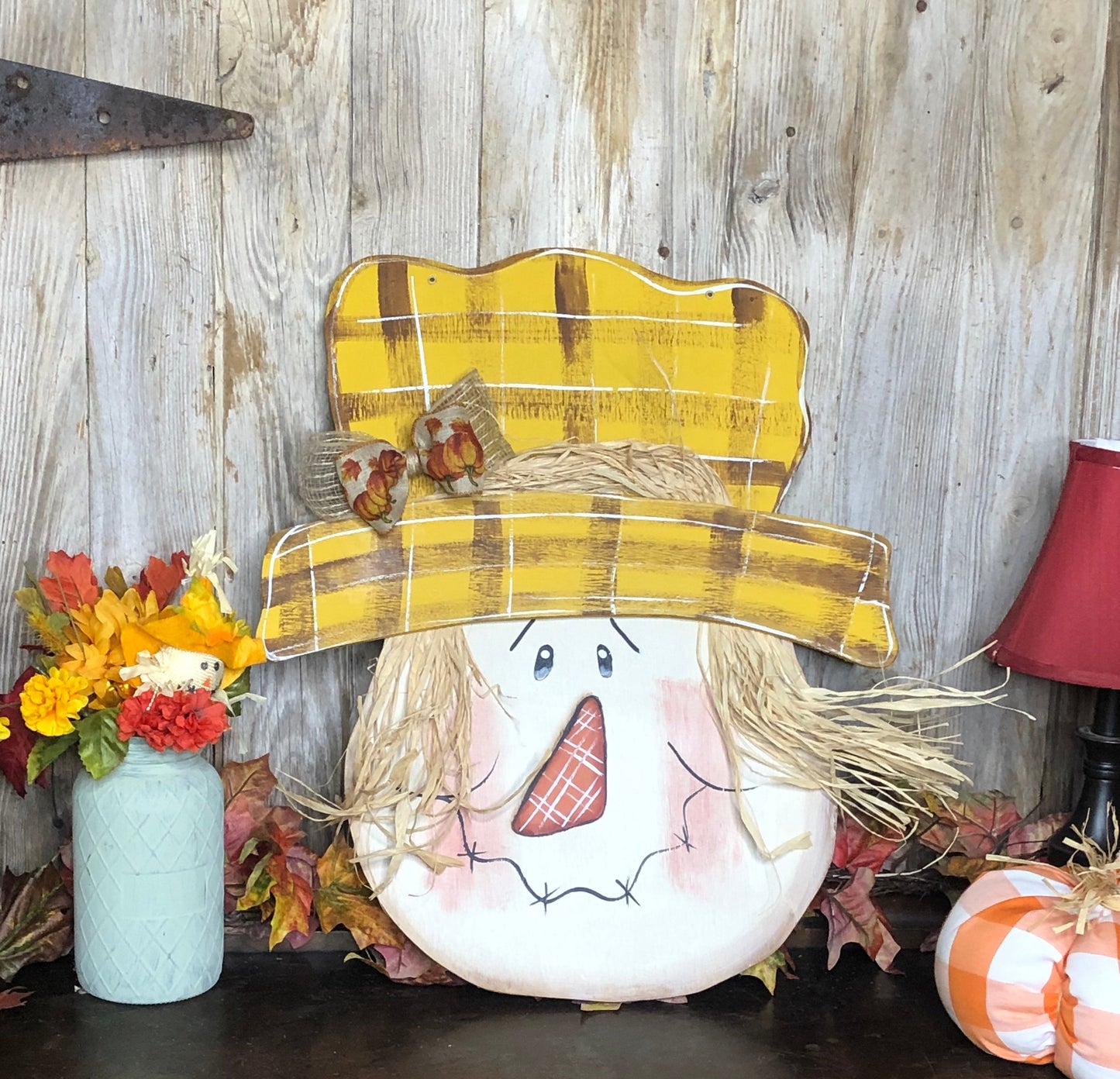 Wooden Scarecrow door hanger|fall decor|scarecrow door hanger |fall door|fall decoration|scrarecrow|wooden door hanger