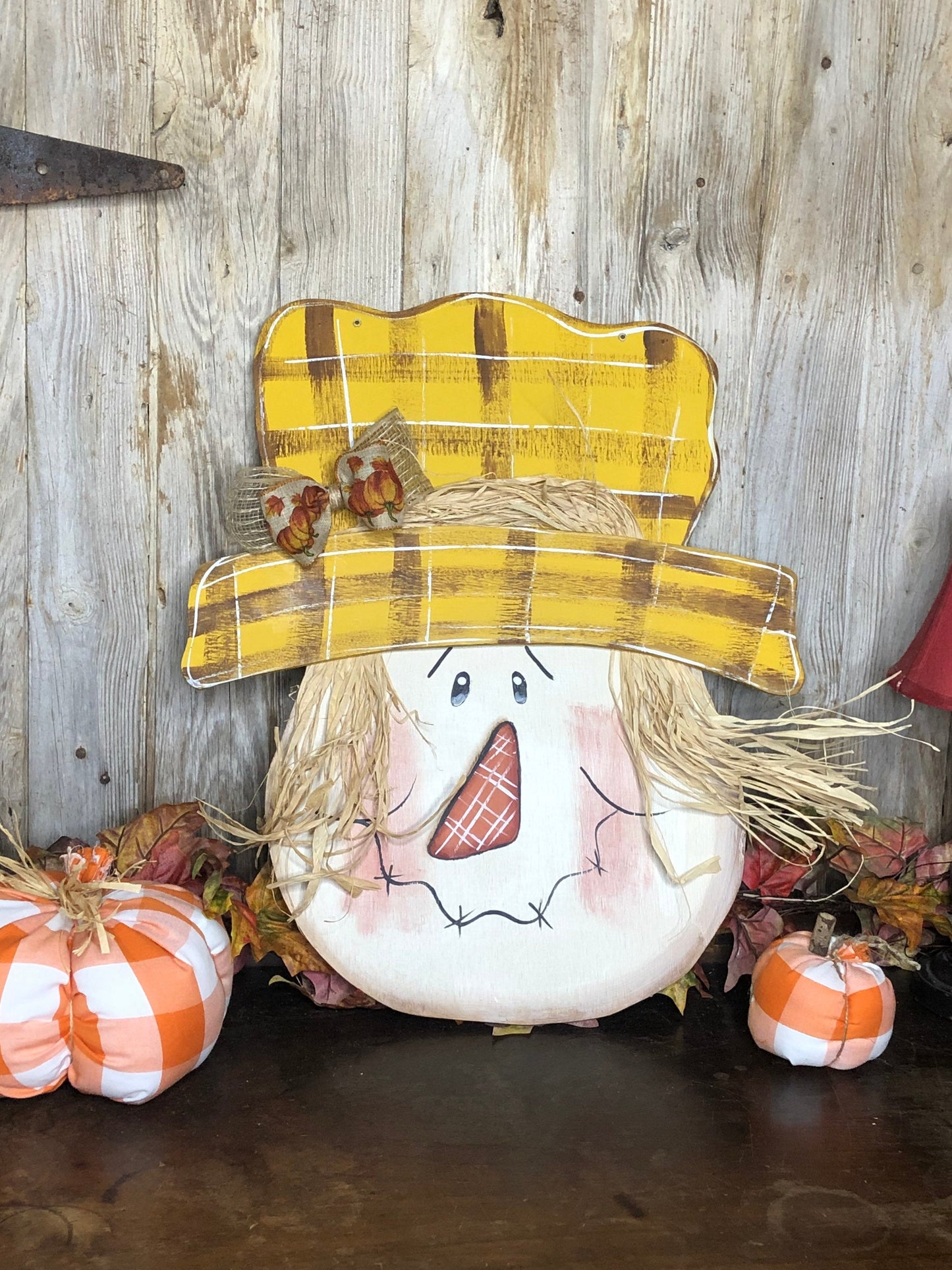 Wooden Scarecrow door hanger|fall decor|scarecrow door hanger |fall door|fall decoration|scrarecrow|wooden door hanger