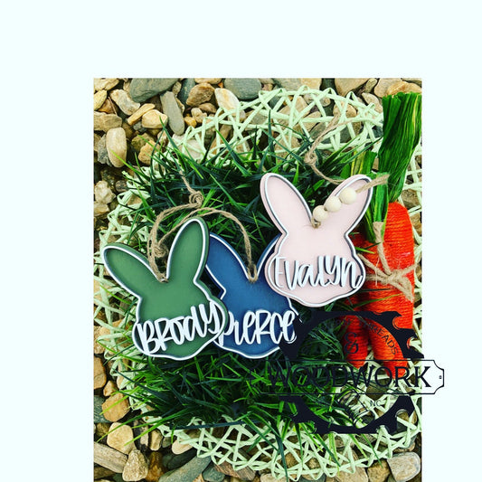 Easter basket tag, Gift tag, personalized Easter gifts, Bunny tags, Bunny cutout, Custom Bunny Tag
