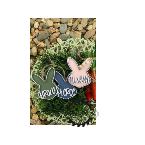 Easter basket tag, Gift tag, personalized Easter gifts, Bunny tags, Bunny cutout, Custom Bunny Tag